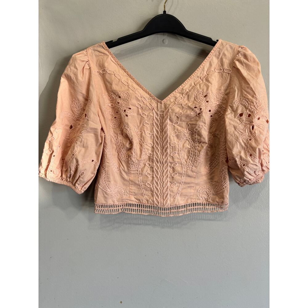Express crop top boho festival blouse womens M eyelet embroidered cotton…